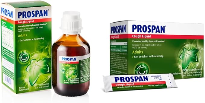 Prospan Cough Syrup for Adults. Natural Cough Syrup for Mucus Relief, Cough Support, Respiratory Health, Non-Drowsy, No Added Sugars, 5mL Single Serving 21-Pack + 200mL Bottle