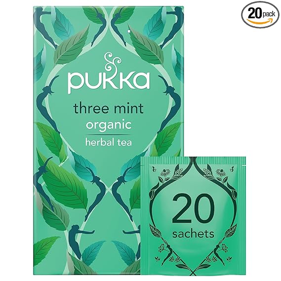 Pukka Three Mint Tea Organic Peppermint Spearmint and Fieldmint Tea - 20 Tea Bags