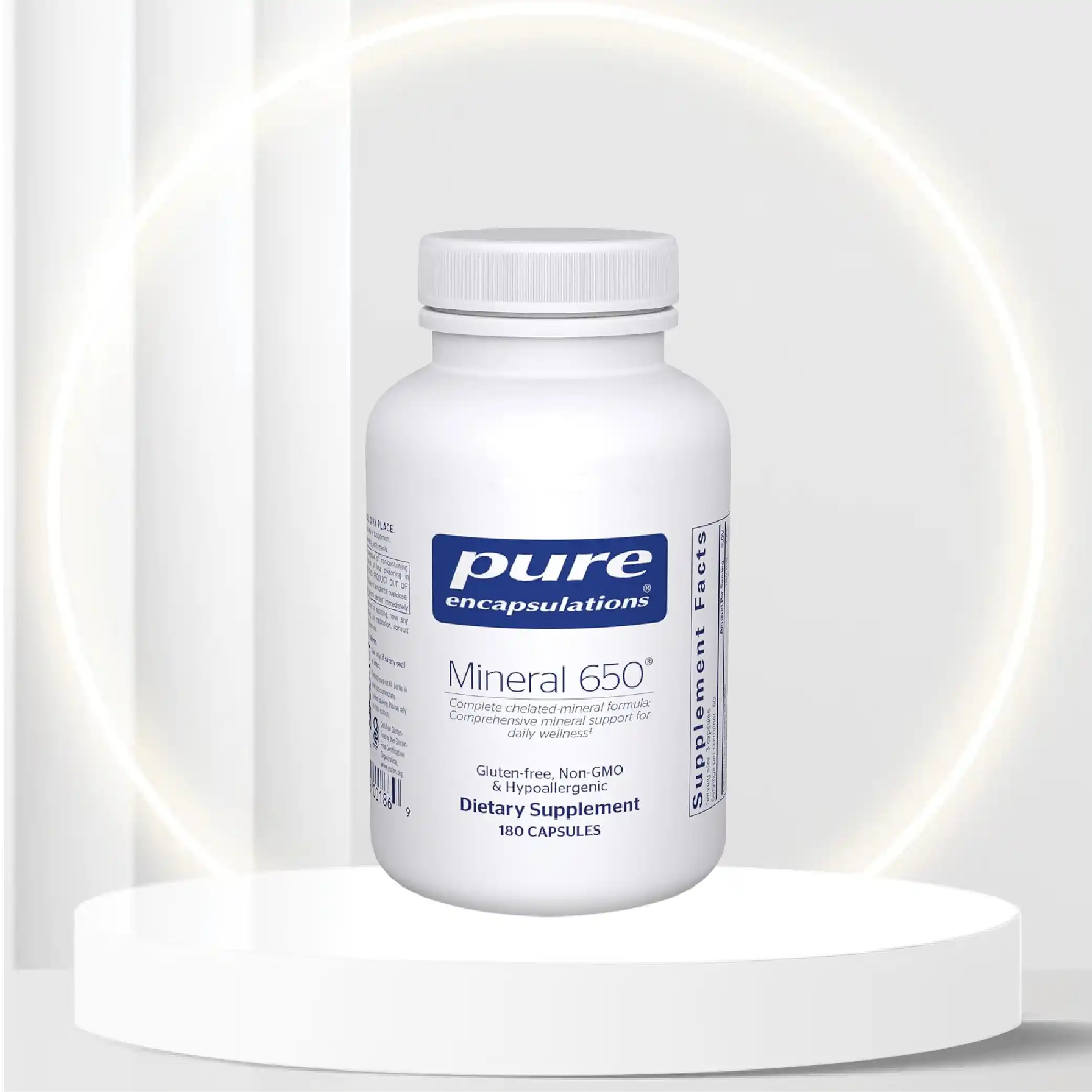 Pure Encapsulations - Mineral 650 - Hypoallergenic Combination of Balanced Chelated-Minerals - 180 Capsules