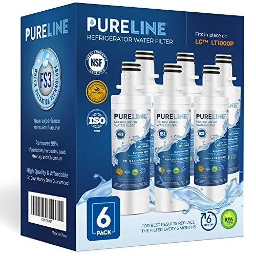 PURELINE LT1000P Water Filter Replacement with Advanced Filtration. Compatible for LG Models LT1000P, ADQ747935, MDJ64844601, LMXS28626S, LMXC23796S, LFXS26973D, and Kenmore 9980. (6 Pack)