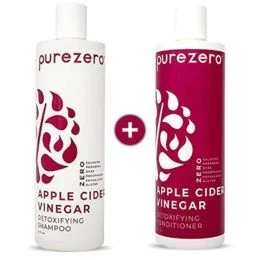 Purezero Apple Cider Vinegar Shampoo & Conditioner Set - Detox Scalp & Hair - pH balanced -Increase Hydration - Zero Sulfates, Parabens, Dyes - 100% Vegan & Cruelty Free - Great For Color Treated Hair