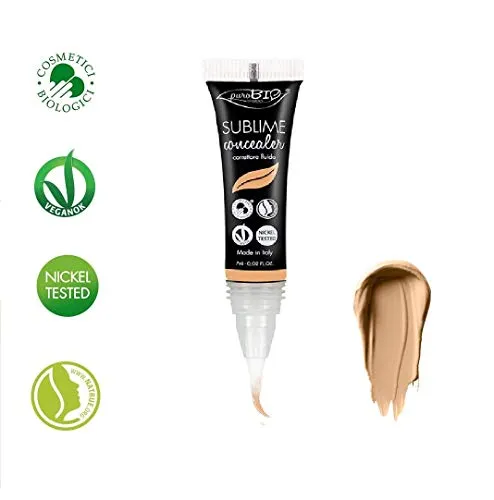PuroBIO Certified Organic Long-Lasting Anti-Aging SUBLIME High-Coverage Concealer, Color 04 Medium/Tan, for All Skin Types. With Jojoba Oil, Argan Oil, Antioxidants, Vitamin E. ORGANIC. VEGAN. NICKEL TESTED. MADE IN ITALY, 7ml