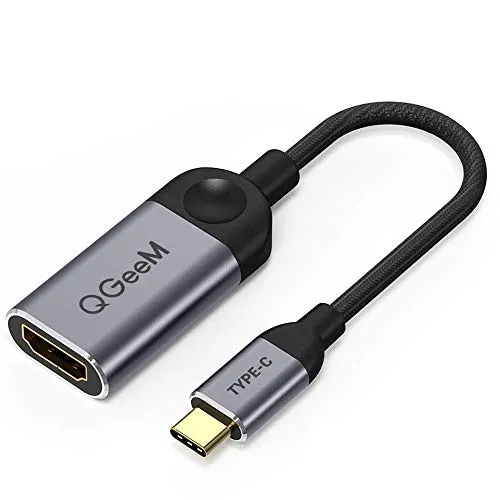 QGeeM USB C to HDMI Adapter 4K Cable, USB Type-C to HDMI Adapter [Thunderbolt 3 Compatible] Compatible with MacBook Pro 2018/2017, Samsung Galaxy S9/S8, Surface Book 2, Dell XPS 13/15, Pixelbook More