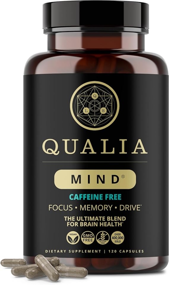 QUALIA MIND (Caffeine Free) | The Ultimate Blend For Brain Health| Doctor-Formulated Nootropic To Fuel Focus & Concentration | Supports Long Term Brain Health| Maintain Drive & Productivity