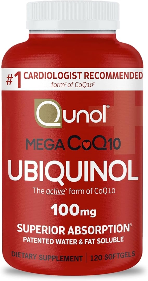 Qunol Mega Ubiquinol CoQ10 100mg, Superior Absorption, Patented Water and Fat Soluble Natural Supplement Form of Coenzyme Q10, Antioxidant for Heart Health, 120 Count Softgels