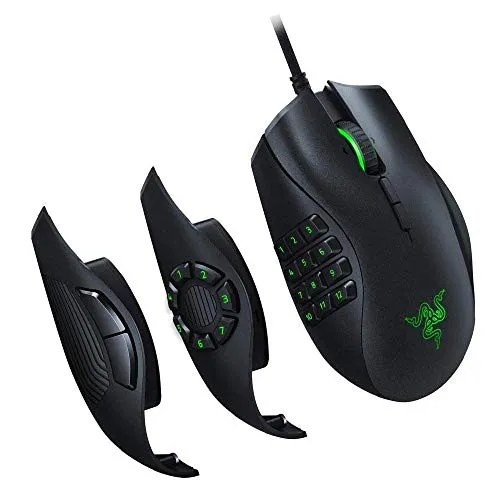 R a z e r Naga Trinity Gaming Mouse - 5G Optical Sensor Switch - Wired MMO Gaming Micee with Interchangeable Side Plate(2, 7, 12) Buttons Setting - MultiColor - RGB Lights - Black