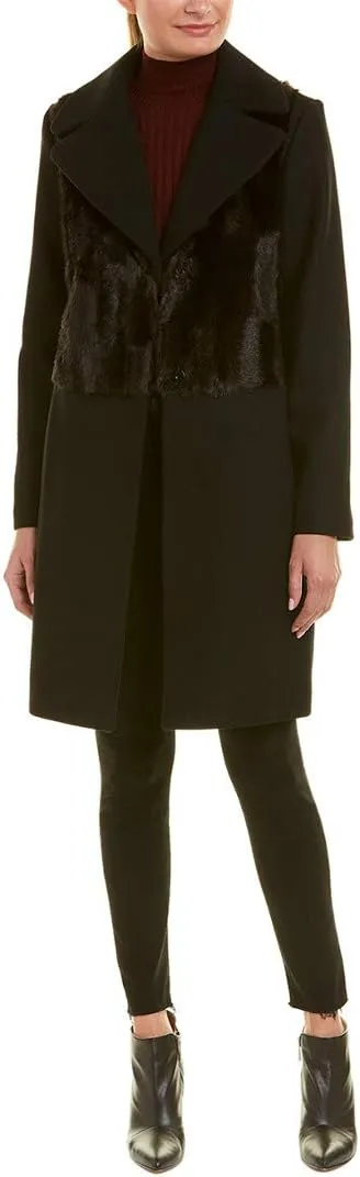 Rachel Roy Women's Wool Coat, Black, 1X