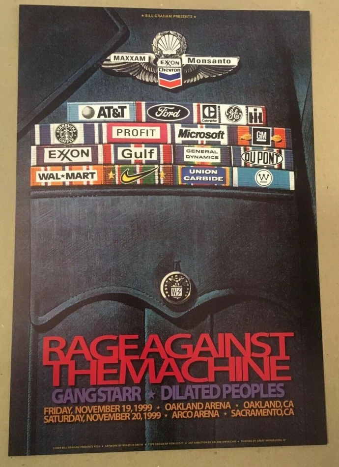 Rage Against Machine poster 1999 RATM Oakland Original Winston Smith art Graham
