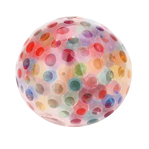 Rainbow Ball Fidget Sensory Toy, Stress Relief Balls Fidget Toy with Colorful Water Beads, 2.4 inch Grape-Ball Anxiety Relief Squeezing Toy for Kids and Adults (2.4 in -Multicolor)