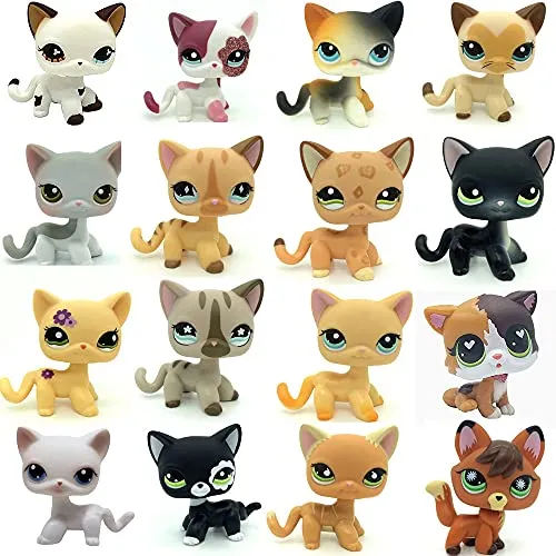 Random 5PCS Rare lps Shorthair Cat and Collie Lot lps Cats and Dachshund Dogs Collie Cocker Spaniel Great Dane Husky Figure Toy Lot Mini Shop Pet Littlest Pet Shop Toy(Random 5PCS Random Box)