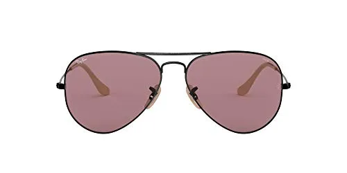 Ray-Ban RB3025 Classic Evolve Aviator Sunglasses, Black/Purple Photochromic, 58 mm