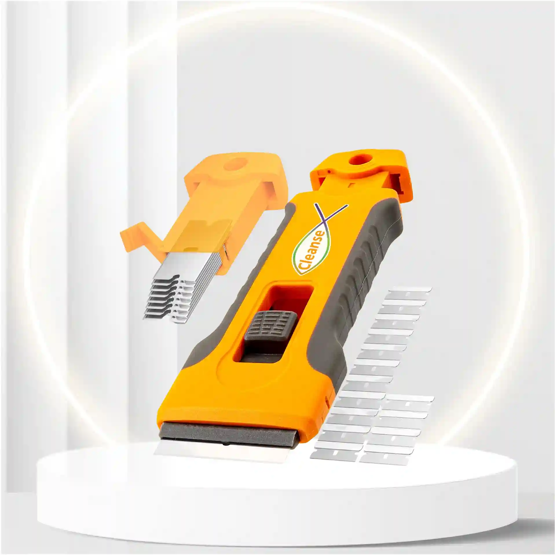 Razor Blade Scraper Tool with 15pcs Extra Blades, Cleaning Razor Scraper for Glass, Glass Top Stove Scraper for Oven Door, Cooktop Scraper, Glass Scraper Cleaning Paint from Glass