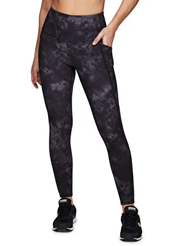 RBX Active Women's Running Yoga Super Soft Ultra Hold High Waist Squat Proof Dark Tie Dye Ankle 7/8 Legging with Pockets 7/8 Moody Tie Dye XL