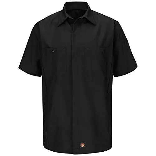 Red Kap Men's Standard Ripstop Crew Shirt, Short Sleeve, Black, 2X-Large