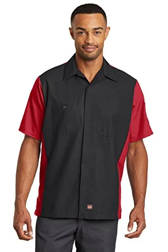 Red Kap Short Sleeve Ripstop Crew Shirt. SY20 Black/Red