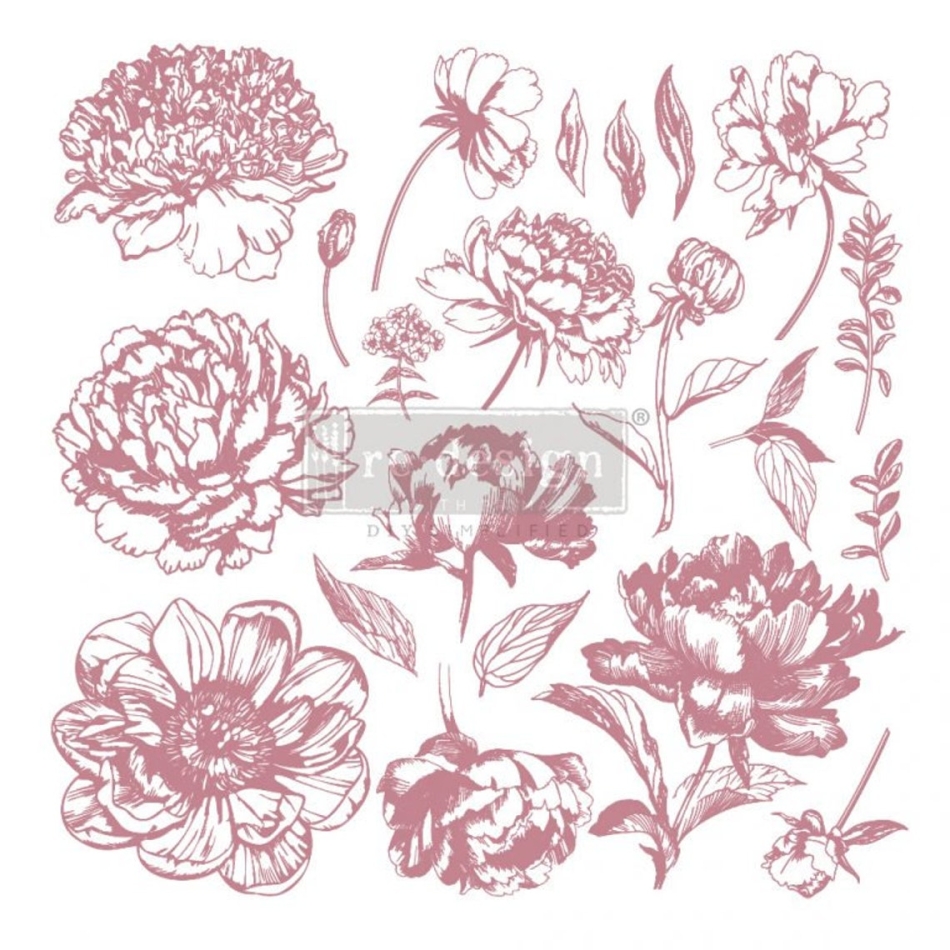ReDesign decor clear cling stamp Linear flora, prima, stencils, redesign with prima, furniture transfers, ink pad, decor stamps, stamps