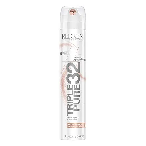 Redken Triple Pure 32 Extreme High Hold Hairspray | For All Hair Types | Provides Maximum Control & Humidity Protection | Neutral Fragrance | 9.1 Oz