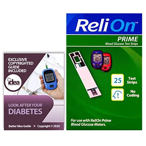 ReliOn Prime Blood Glucose Test Strips, 25 Ct Bundle with Exclusive 