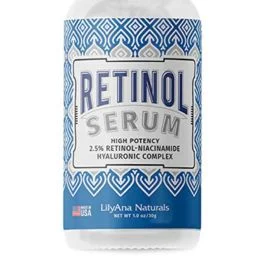 Retinol Serum by LilyAna Naturals - Retinol Serum for Face has pure retinol (2.5%) for effective treatment of dark spots and acne scars - 1oz (1-Pack)