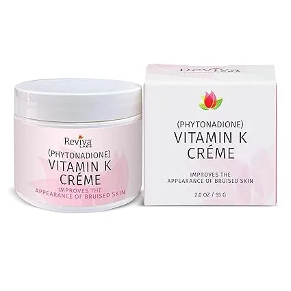 Reviva Labs Vitamin K CrÃ¨me for Bruising, Under-Eye Dark Circles, and Wrinkles with Soybean Oil and Natural Fruit Extracts - 2 Oz, for Skin and Face
