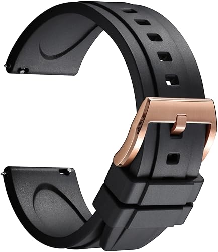 REZERO Quick Release FKM Rubber Watch Bands, Fluororubber Watch Straps Replacement, Thick & Light Waterproof Watch Bands 19/20/21/22/23/24mm for Men, Women