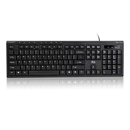 Rii RK907 Ultra-Slim Compact USB Wired Keyboard for Mac and PC,Windows 10/8 / 7 / Vista/XP (Black)