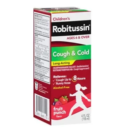 Robitussin Children's Cough & Cold Long-Acting Liquid Fruit Punch 4 oz (Pack of 2)