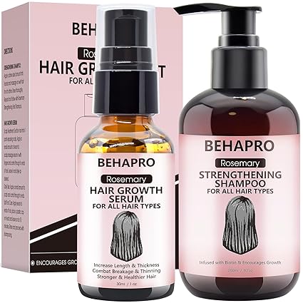 Rosemary Oil Hair Growth Serum & Shampoo, Biotin Castor, Argan Products for Thinning & Hair Loss, Unisex Gifts for Christmas Stocking Stuffers for Women Her Wife Mom