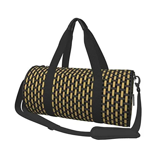 Round Sports Gym Bag,British Style Black And Tan Amplifier Grill Cloth Handbag Yoga Bag Shoulder Tote Weekend Bag Travel Holdall Luggage Duffel Bag for Men Women