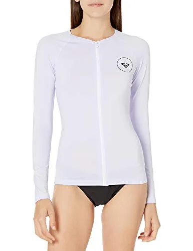 Roxy Women's Essentials Long Sleeve Zip-Up Rashguard, Bright White 203, L