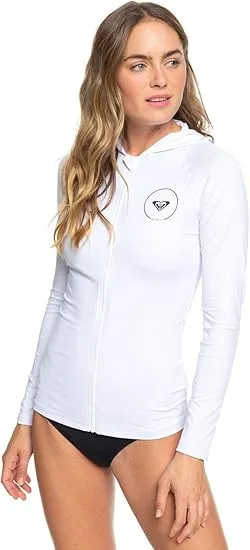 Roxy womens Roxy Essentials Hooded Rashguard Rash Guard Shirt, Bright White, Small US