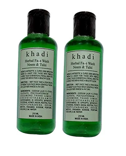 RR Group Khadi Neem and Tulsi Face Wash, 210 ML (Pack of 2) by Parvati Gramodyog Herbal Products - Made in India