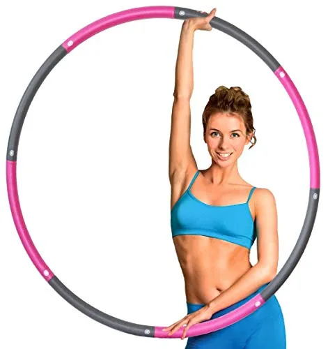 Ruby Stretch Hoola Hoop for Adults - Fitness Exercise Weighted Hoola Hoop 2lb, Adjustable Size with 8 Detachable Sections, Lose Weight and Burn Fat with Soft Professional Hoola Hoops