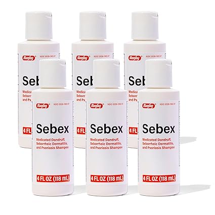 Rugby Sebex Medicated Dandruff Shampoo for Women and Men - 2% Sulfur and 2% Salicylic Acid Anti-Dandruff Shampoo - Helps With Symptoms of Seborrheic Dermatitis and Psoriasis - 4 Oz. (6 Pack)