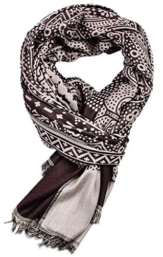 Runtlly Scarf for Men Lightweight shape Paisley Pattern Fashion Cotton-Linen Scarves Long Scarf Man Gentleman Summer Fall 0311 Dark Red