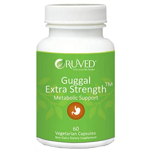 Ruved Guggal Extra-Strength Supplements for Lipid Balance and Cholesterol Levels, Ayurvedic Metabolic Support with Triphala for Women and Men, 60 Capsules