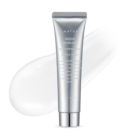 S. Nature AQUA SQUALANE MOISTURIZING CREAM | Face Moisturizer for Dry and Sensitive Skin, Vegetable Squalane 150,00ppm, Long-lasting Hydration, Pore Care Cream, Korean Skin Care (2.02 Fl Oz, 60ml)