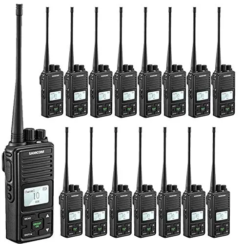 SAMCOM FPCN10A Two Way Radio Rechargeable 3000mAh Battery Business UHF Handheld Ham Walkie Talkie Long Range Radio 20 Channels/Double PTT/LCD Display/Earpieces/VOX/SCAN/Lock, 16 Packs