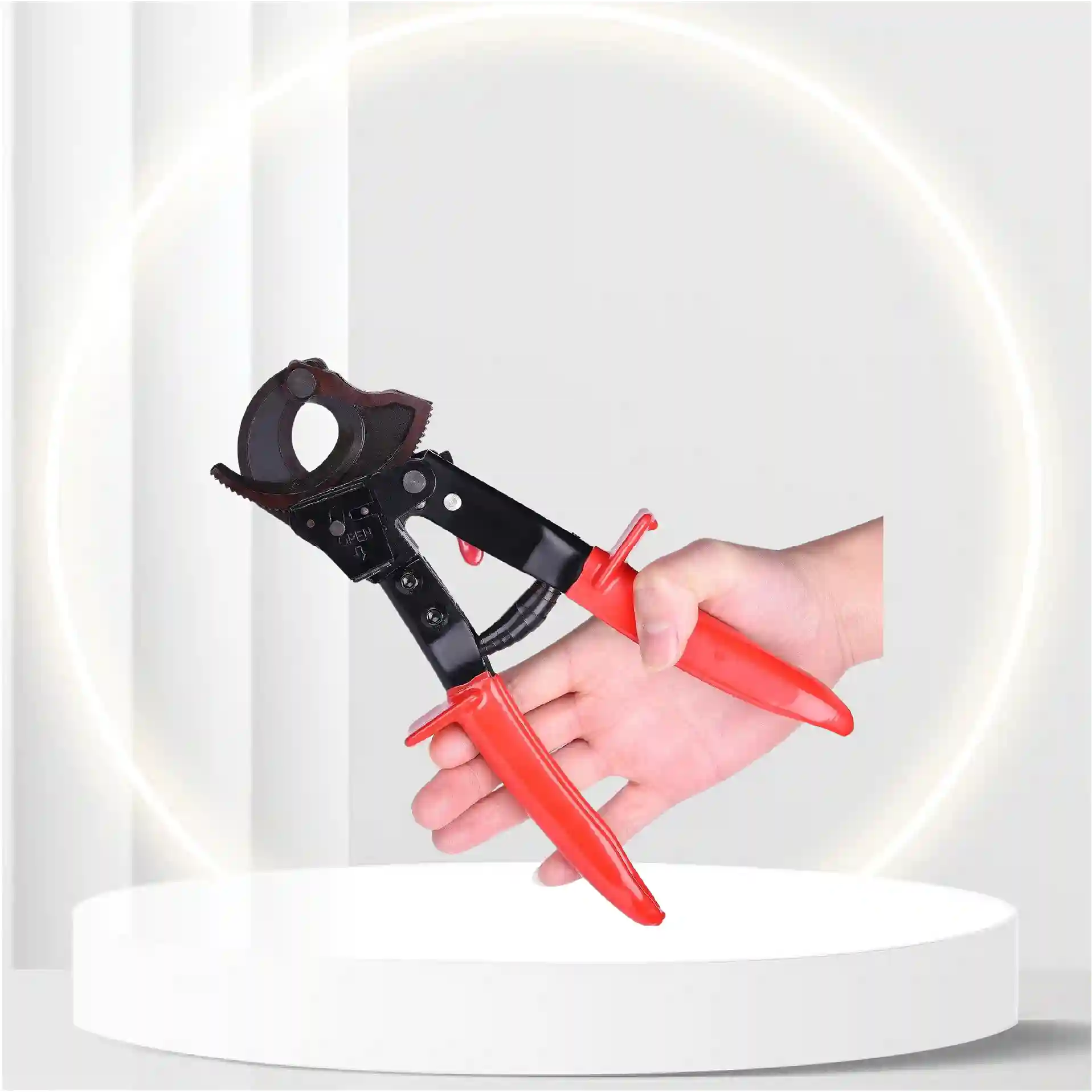 SANIK Ratchet Cable Cutter, Easy Opreation Hand Tool, Steel Blades Cut Up To 300mm2 AL/ 240mm2 CU Cable, 10.2inch