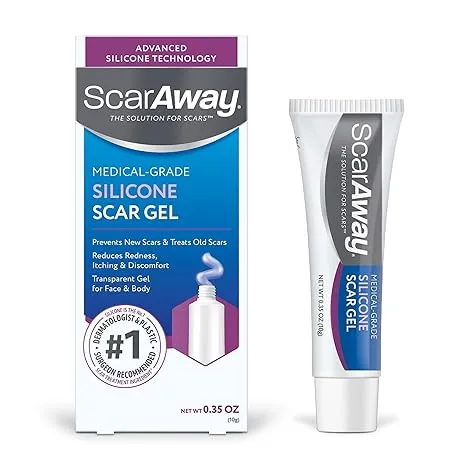 ScarAway Silicone Scar Gel, Helps Improve Size, Color & Texture of Hypertrophic & Keloid Scars from Injury, Burns & Surgery, Water Resistant, 10g (0.35 Oz)