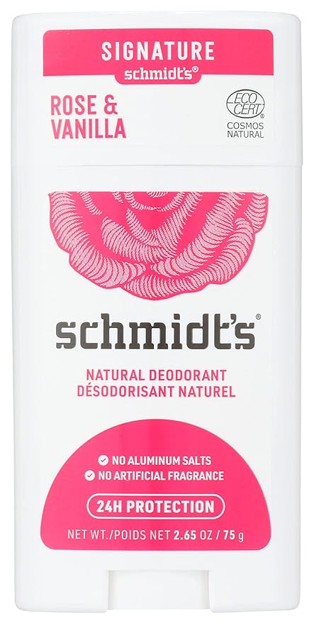 Schmidt's Aluminum Free Natural Deodorant for Women and Men, Rose & Vanilla