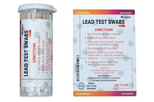 Scitus Lead Test Kit with 30 Testing Swabs Rapid Test Results in 30 Seconds Just Dip in White Vinegar to Use Lead Testing Kits for Home Use, Suitable for All Painted Surfaces