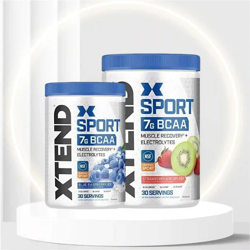Scivation Xtend Hydrasport BCAA Powder, Branched Chain Amino Acids, BCAAs, Zero Sugar Electrolyte Drink Powder + Hydration, Blue Raspberry & Strawberry Kiwi, 30 Servings Twin Pack