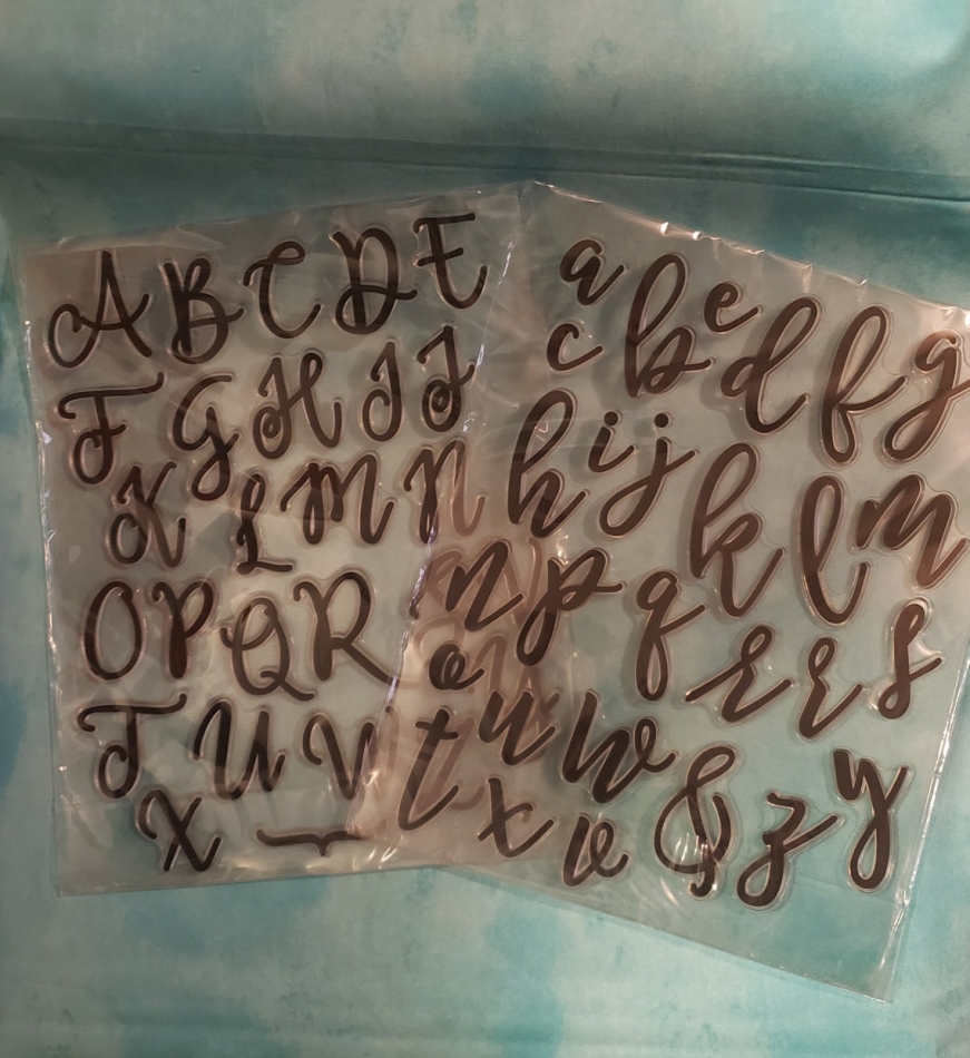 Script Letters 2pc Stamp clea