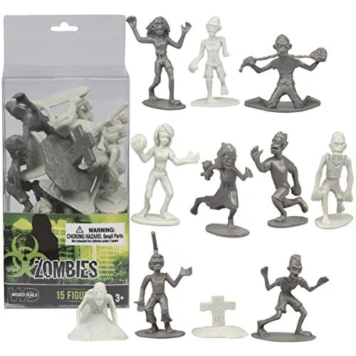 SCS Direct 10 Pcs Zombie Action Figures - Unique Figurines Mix of Zombies, Pets, Graves, and Humans for Halloween Parties