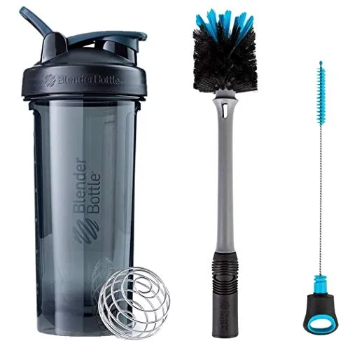 SCS Direct BlenderBottle Pro Series Shaker Bottle 28 oz and 2-in-1 Cleaning Brush, 2-Pack, Colors May Vary