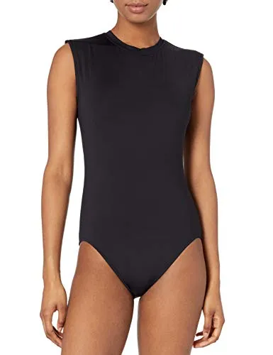 Seafolly Women's Cap-Sleeve Open-Back One Piece Swimsuit, Active Black, 6 US