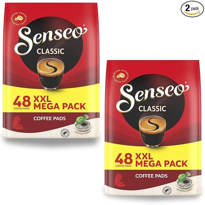 Senseo Classic Medium Roast Coffee Pods, 2 Packs, 96 Count, Smooth Flavor, Crema Layer on Top, Pads Compatible with PeleCom Machine