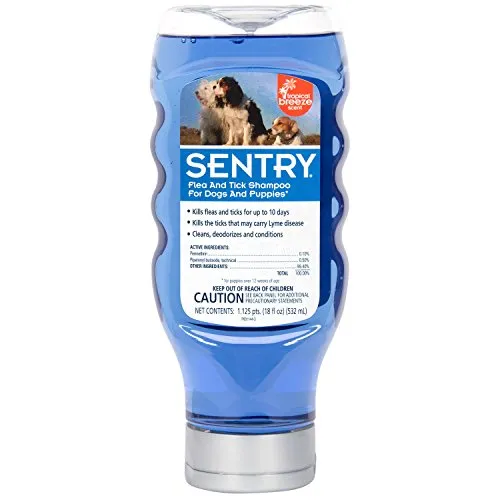 SENTRY Flea and Tick Shampoo for Dogs, Rid Your Dog of Fleas, and Ticks Tropical Breeze, 18 oz