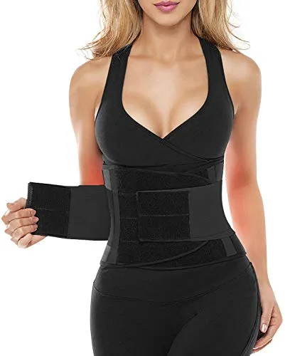 SHAPERX Women Waist Trainer Belt Waist Trimmer Belly Band Slimming Body Shaper Sports Girdles Workout Belt, (SZ8002-Black, XX-Large)